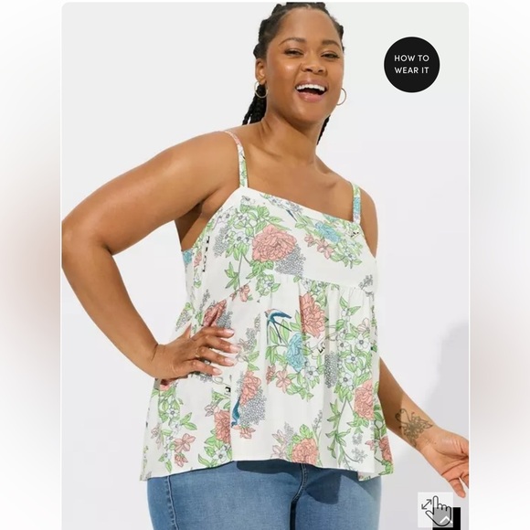 Torrid Babydoll Challis Square Neck Tank - Picture 1 of 7